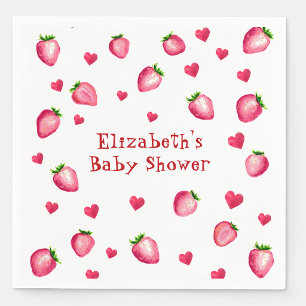 Bessenvrolijke Aardbei Harten Unisex Baby Borrel Servet