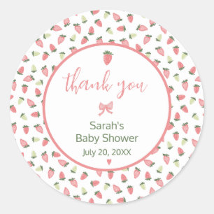 Bessenvrolijke Aardbeien Baby Shower Bedankt Ronde Sticker