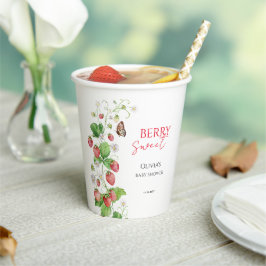 Bessenvrolijke Aardbeien Baby Shower Papieren Bekers
