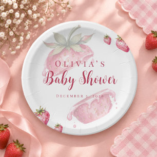 Bessenvrolijke aardbeien baby shower papieren bord