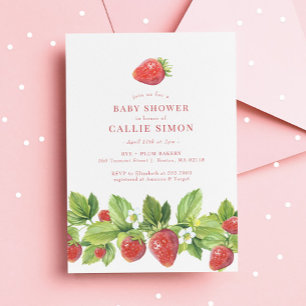 Bessenvrolijke Aardbeien Baby Shower Uitnodiging