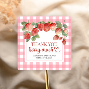 Bessenvrolijke Aardbeien Baby Shower Vierkante Sticker