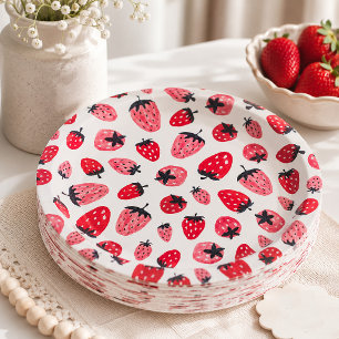 Bessenvrolijke Baby Shower Papieren Borden Aardbei Bordje