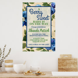 Bessenvrolijke bosbessenthema baby shower poster