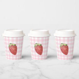 Bessenvrolijke Eerste Verjaardag Aardbei Papieren Bekers