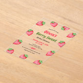 Bessenvrolijke Roze Rode Aardbei Bruiloft  Acryl Uitnodigingen (Laagn)