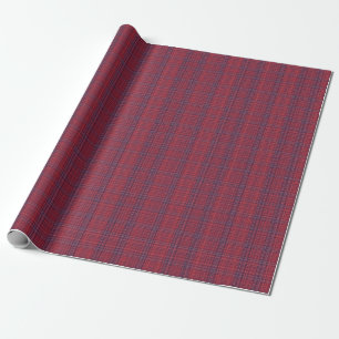 Bessenvrood en leisteenblauw subtiel ruitpatroon cadeaupapier