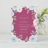 Bessie Aqua Blad Bruiloft Kaart (Staand voorkant)