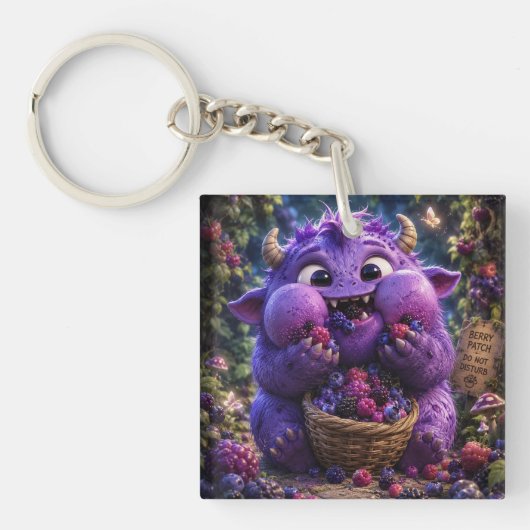 Bessie Boef Cute Monster Fantasy Bos Kunst Sleutelhanger (voorkant)