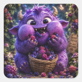 Bessie Boef Cute Monster Fantasy Bos Kunst Vierkante Sticker