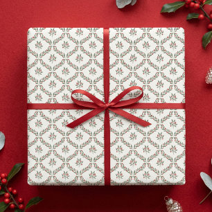 Bessie Botanisch Diamant Patroon Kerstvakantie Cadeaupapier