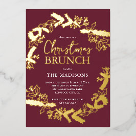 Bessie Botanische Kerst Brunch Rood Folie Uitnodiging