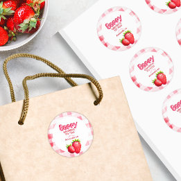 Bessie Dankbare Bruid Stam Aardbei Picknick Bedank Ronde Sticker