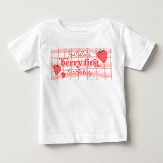 Bessie Eerste 1e Verjaardag Aardbei Foto (Voorkant)