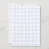 Bessie Eerste 1e Verjaardag Blauwebes Gingham Kaart (Achterkant)
