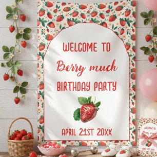 Bessie Eerste Aardbei Meisje 1e Verjaardagsfeestje Spandoek