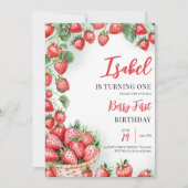 Bessie Eerste Aardbei Verjaardag Kaart (Voorkant)