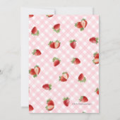 Bessie Eerste Aardbei Verjaardag met Roze Gingham Kaart (Achterkant)