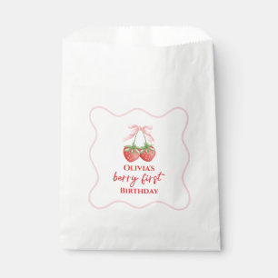 Bessie eerste aardbei verjaardag Roze Strik Bedankzakje