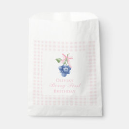 Bessie Eerste bosbes verjaardag Roze Strik Gingham Bedankzakje