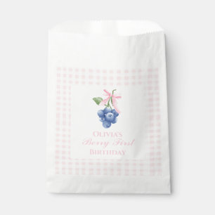 Bessie Eerste bosbes verjaardag Roze Strik Gingham Bedankzakje
