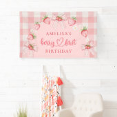 Bessie Eerste Mooie 1e Verjaardag Aardbei Spandoek (Insitu)