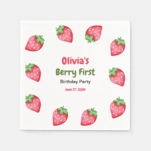 Bessie eerste verjaardag Aardbei 1e verjaardag Servet