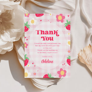 Bessie Eerste Verjaardag Aardbei Bedankkaart