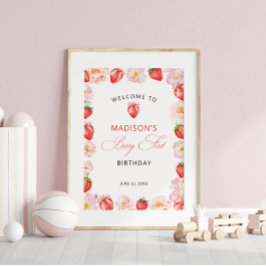 Bessie eerste verjaardag aardbei boog welkom poster