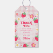 Bessie Eerste Verjaardag Aardbei Cadeaulabel (Voorkant)