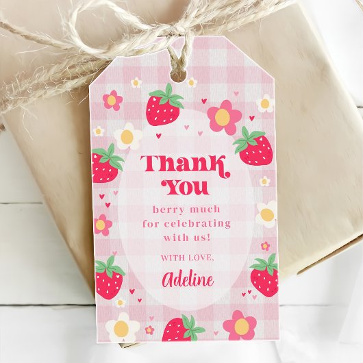 Bessie Eerste Verjaardag Aardbei Cadeaulabel