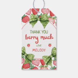 Bessie eerste verjaardag aardbei dank je cadeaulabel