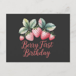 Bessie eerste verjaardag Aardbei Eén Zoete Bessie  Briefkaart