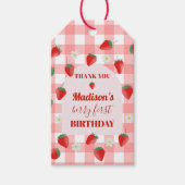 Bessie eerste verjaardag Aardbei Eerste 1e Verwelk Cadeaulabel (Voorkant)