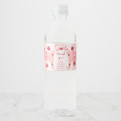 Bessie Eerste Verjaardag Aardbei Rode Gingham Stri Waterfles Etiket (Voorkant)