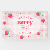Bessie Eerste Verjaardag Aardbei Spandoek (Horizontaal)