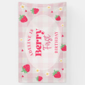Bessie Eerste Verjaardag Aardbei Spandoek (Verticaal)