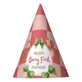 Bessie eerste verjaardag Aardbeienfeestje Feesthoedjes