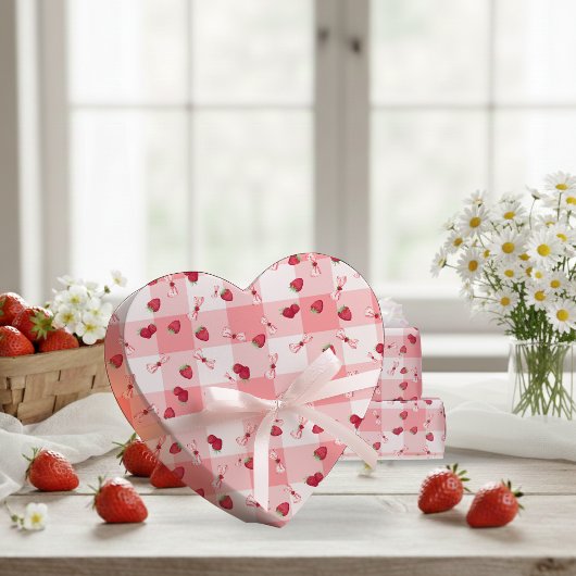 Bessie Eerste Verjaardag Rode Gingham Strikken Cadeaupapier