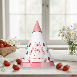 Bessie Eerste Verjaardag Rode Gingham Strikken Fee Feesthoedjes