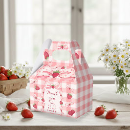 Bessie Eerste Verjaardag Rode Gingham Strikken Vie Bedankdoosjes