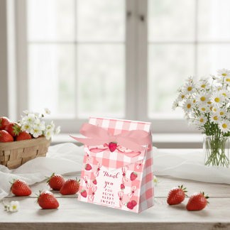 Bessie Eerste Verjaardag Rode Gingham Strikken Vie Bedankdoosjes