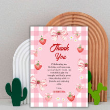 Bessie eerste verjaardag roze aardbei gingham zoet