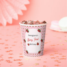Bessie Eerste Verjaardag Roze Gingham Aardbei 