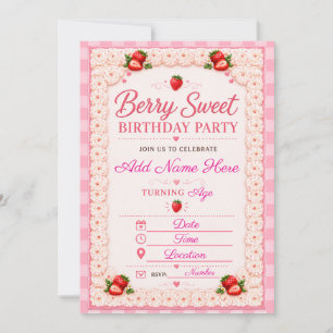 Bessie eerste verjaardag Strawberry Shortcake Kaart