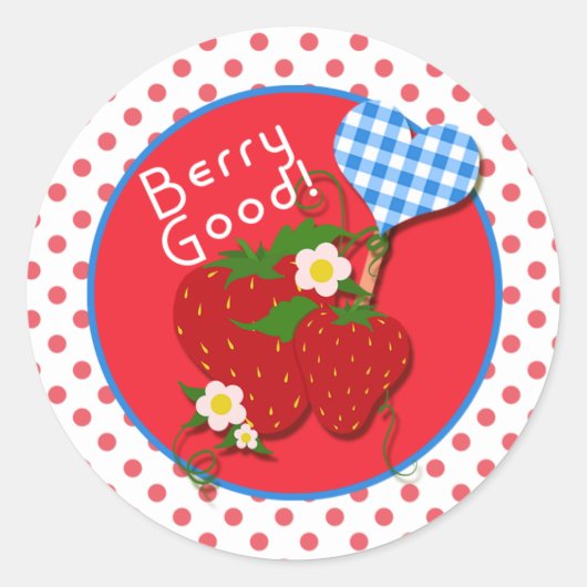 Bessie Goed, Aardbei, Gingham Hart, Sticker (Voorkant)