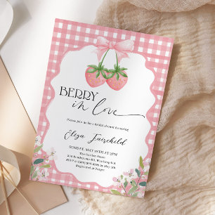 Bessie in Love Aardbeien Bruiloft Borrel Kaart