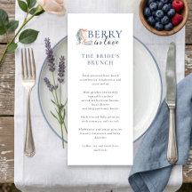 Bessie in Love Blauwe Bes Bruiloft Menu Kaart