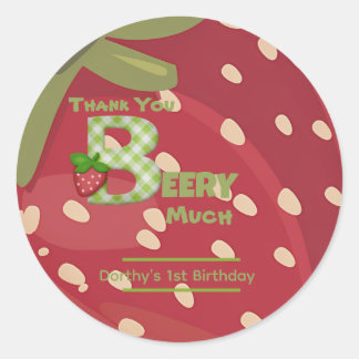 Bessie lekkere aardbei verjaardag ronde sticker