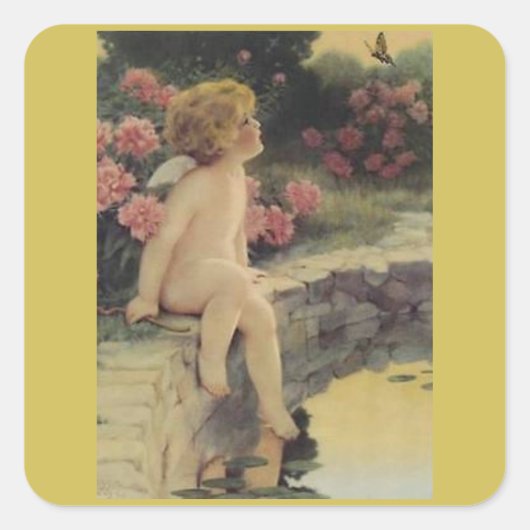 Bessie Pease Gutmann De  kunst van Butterfly Vierkante Sticker (Voorkant)